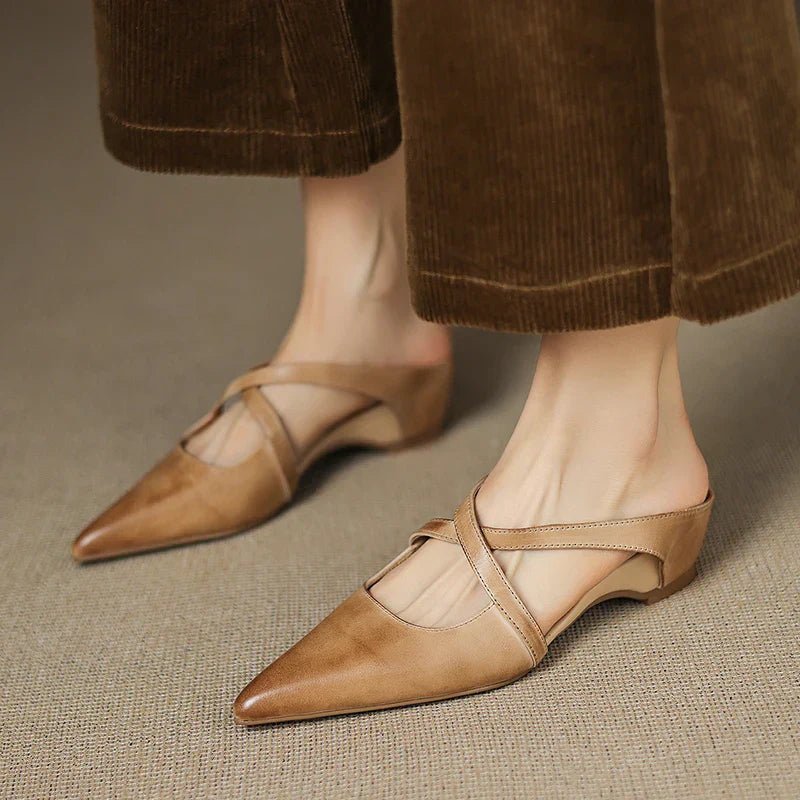 Camila | Mules eleganti e alla moda in pelle con cinturini incrociati