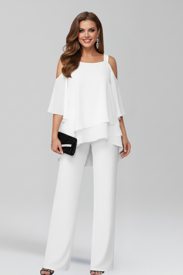 Jana | Wide-Leg Jumpsuit – Elegant Cold-Shoulder Style for Women