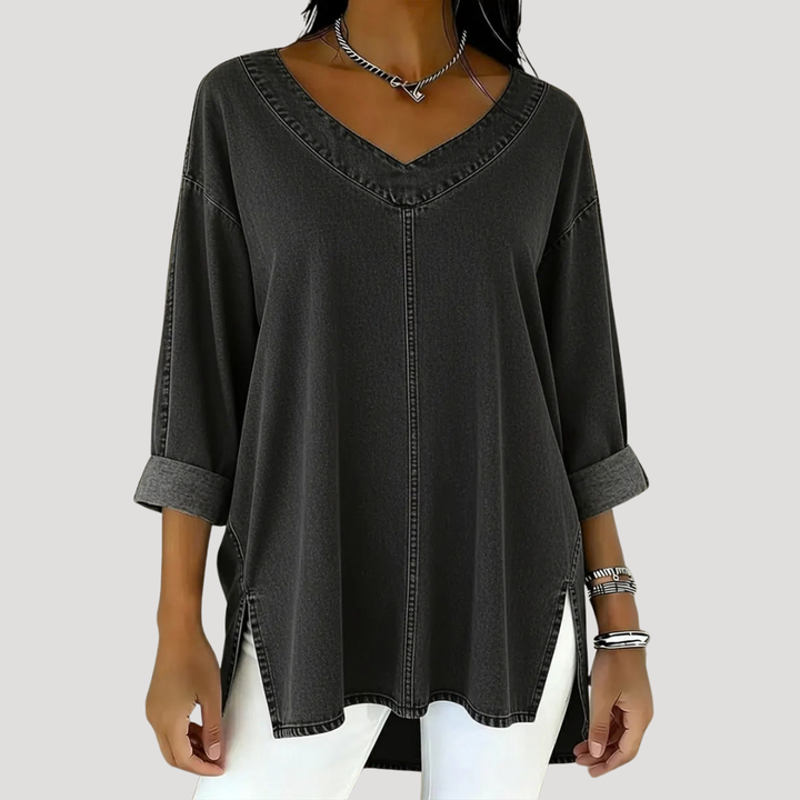 Elena | Top tunica lungo da donna elegante e comodo con scollo a V