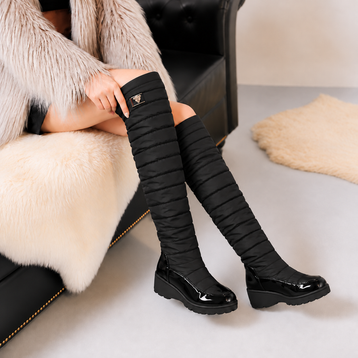 Duvella | Quilted Tall Winter Boots – Stylish Pull-On Design