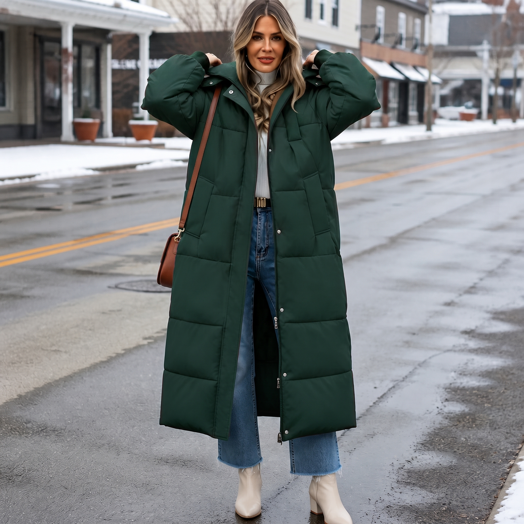 Wearbella | Long Hooded Puffer Coat – Stylish & Warm for Women
