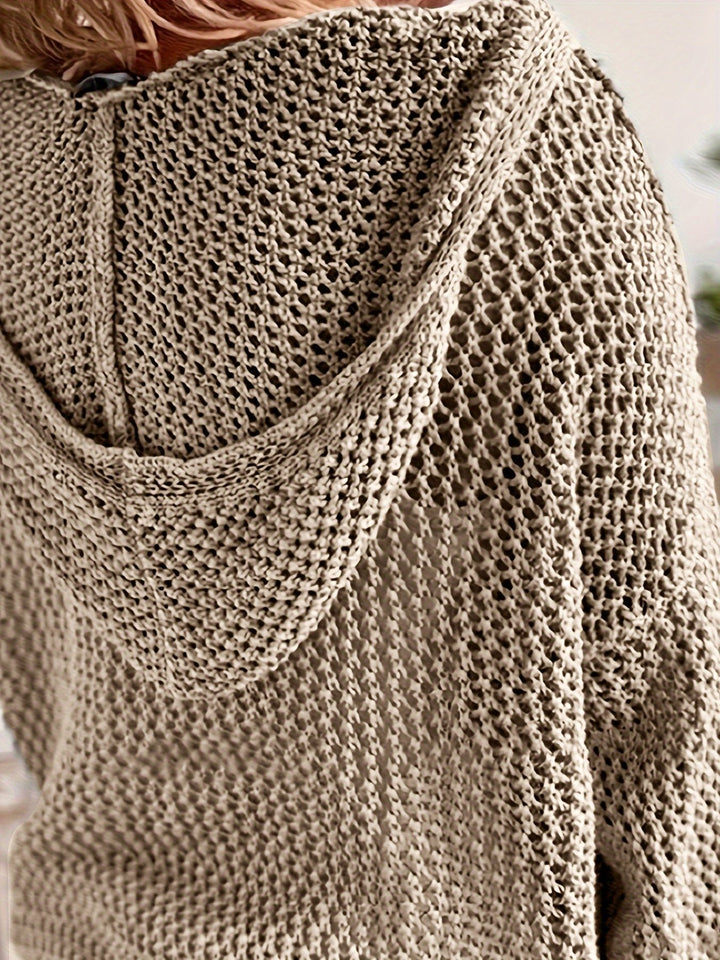 Delaney | Open-Knit Hooded Sweater – Relaxed Style for Women