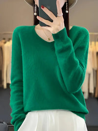 Camille | Pull à col en V confortable et luxueux en cachemire