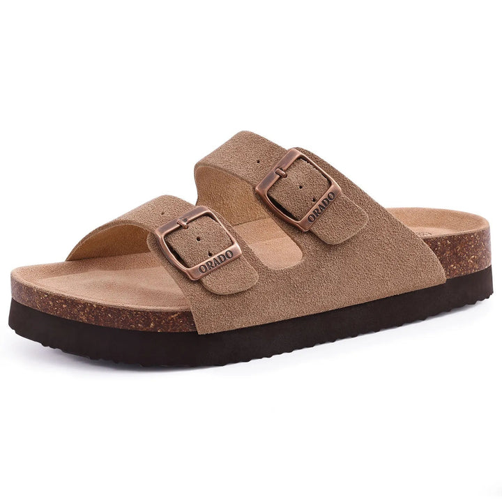 Isabella | Mules in camoscio eleganti e comode con suola in sughero