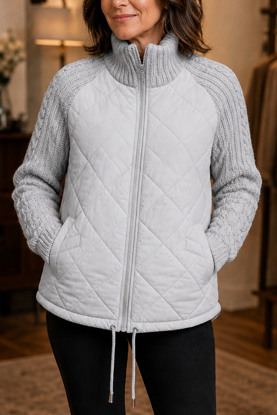 Knitpuff | Knit-Panel Quilted Puffer Jacket for Women