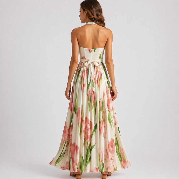 Kerstin | Morbido e romantico abito lungo autunnale floreale da cerimonia