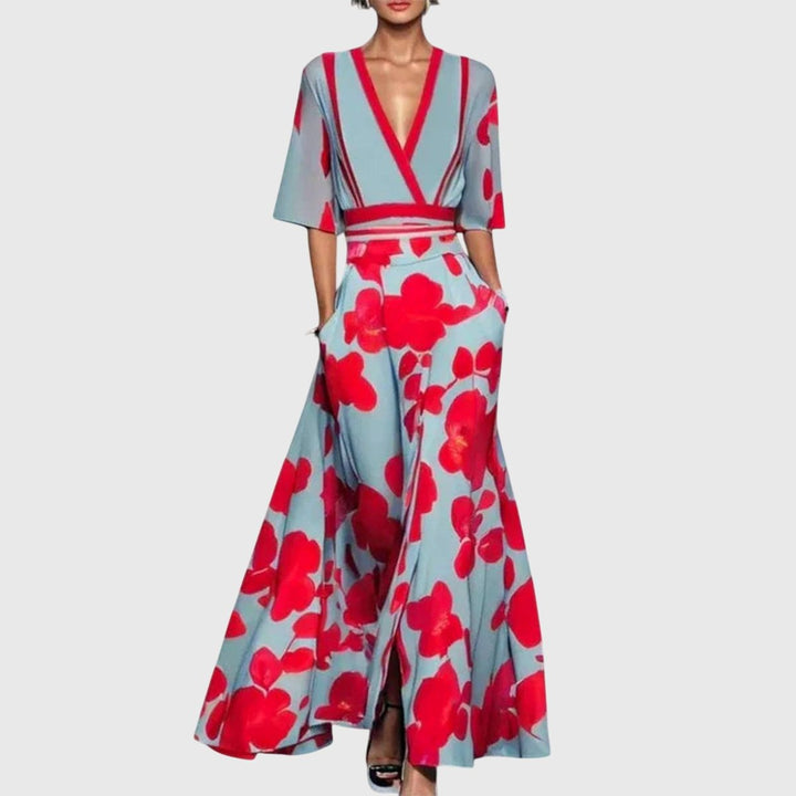 Mira | Robe longue fleurie audacieuse et féminine à manches longues