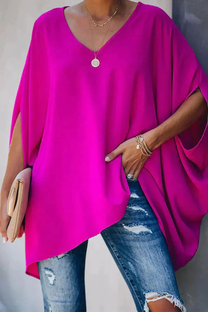 Camille | Top tunica oversize con maniche a pipistrello e scollo a V