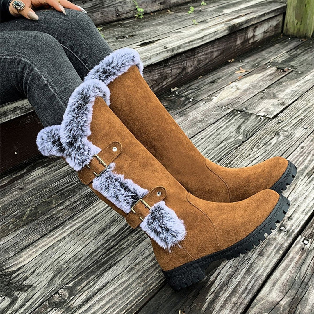 Chloe | Bottes chaudes et tendance bordées de fourrure, hauteur genou