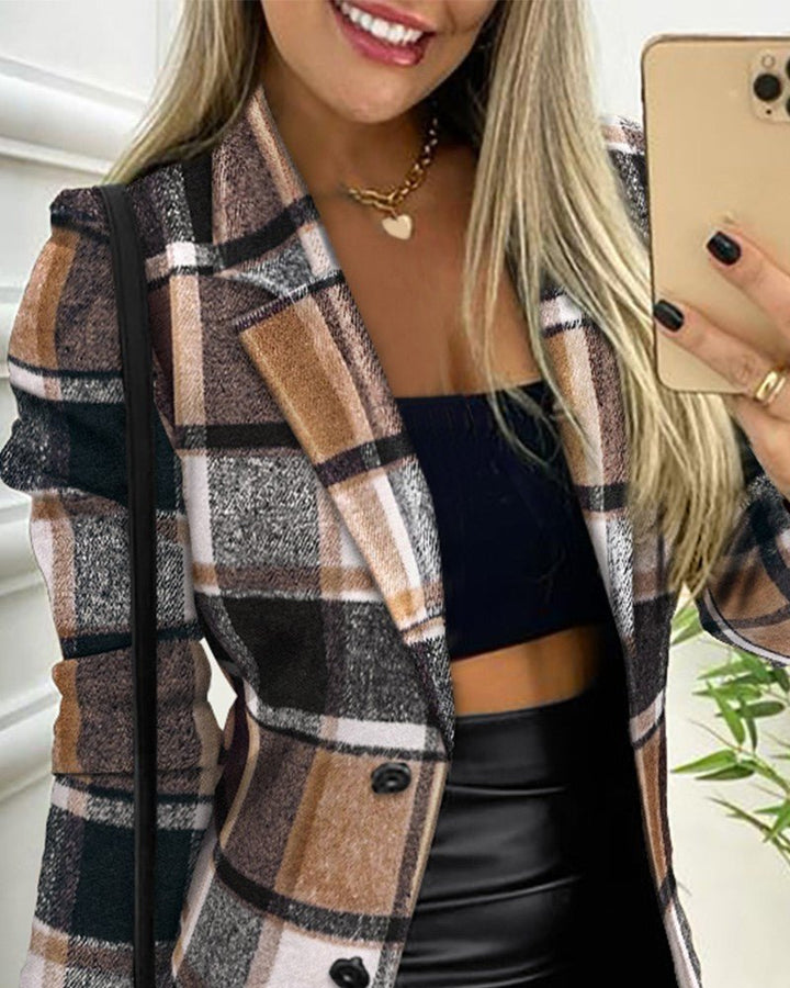 Laura | Blazer chic et élégant à motif quadrillé