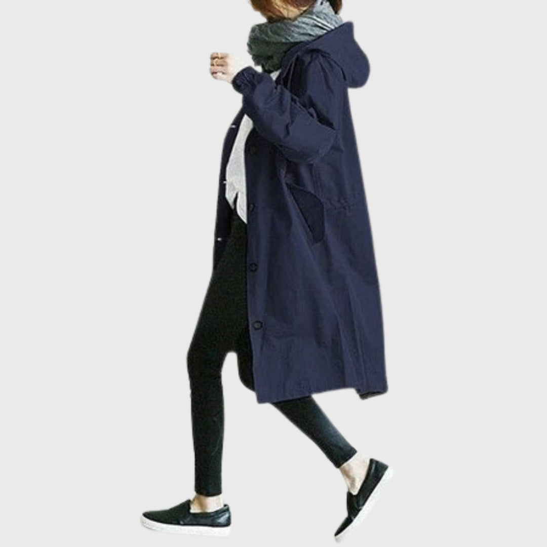Clara | Stilvoller und wetterfester Trenchcoat mit Kapuze