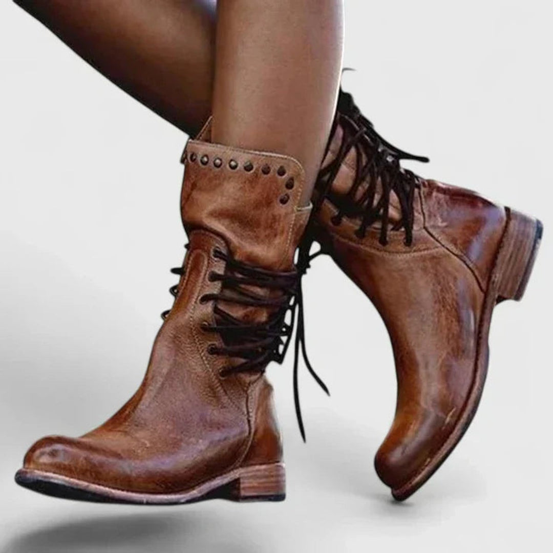 Lena | Stivali vintage e raffinati al ginocchio con lacci