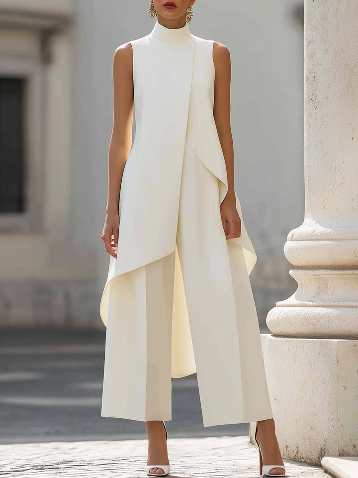 Annika | Asymmetrical High Neck Sleeveless Two-Piece Set