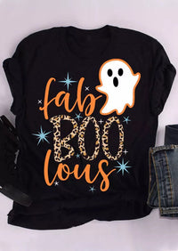 Gemma | Leopard-Accent Ghost Graphic Halloween T-Shirt