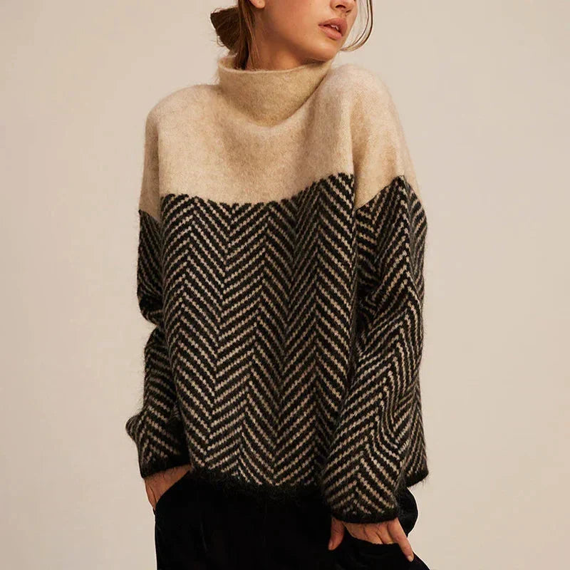 Naomi | Elegant And Cozy Chevron Turtleneck Sweater