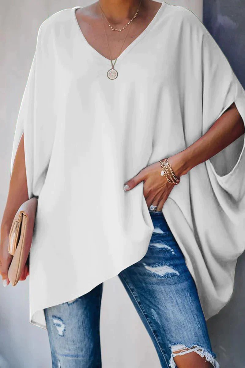 Camille | Top tunica oversize con maniche a pipistrello e scollo a V