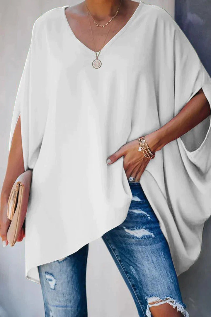 Camille | Top tunica oversize con maniche a pipistrello e scollo a V