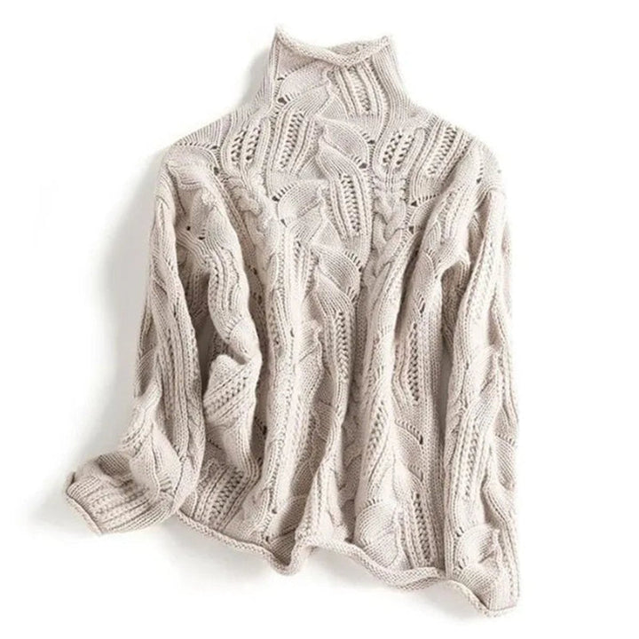Marie | Turtleneck Knit Sweater with Cable Pattern for Women