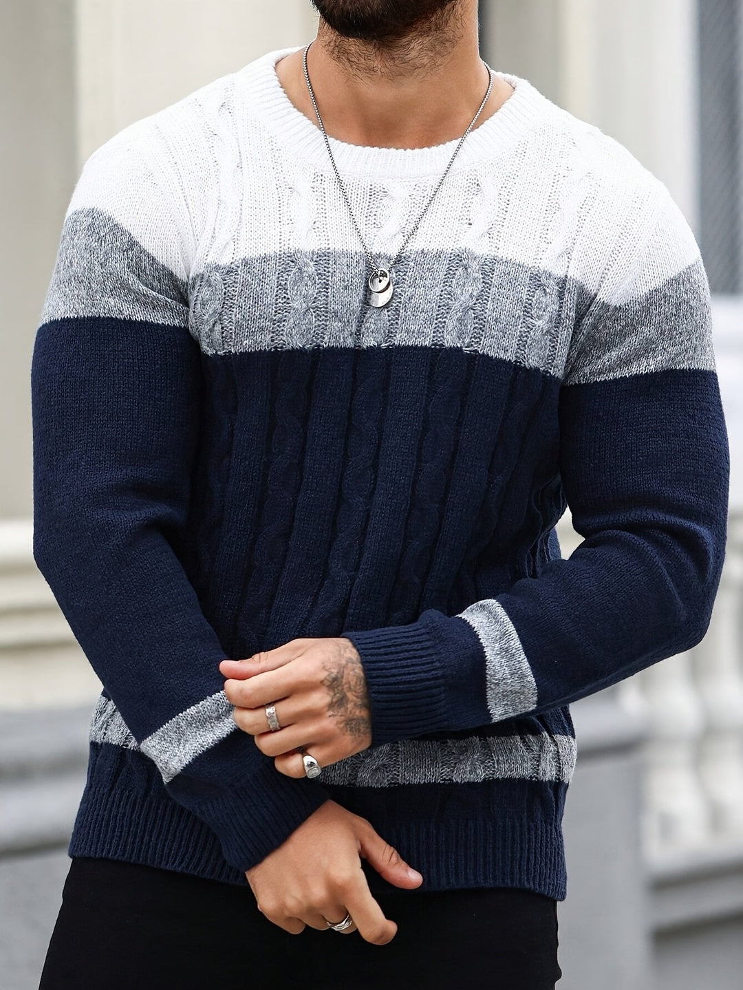 Ethan | Color Block Knit Sweater for Men
