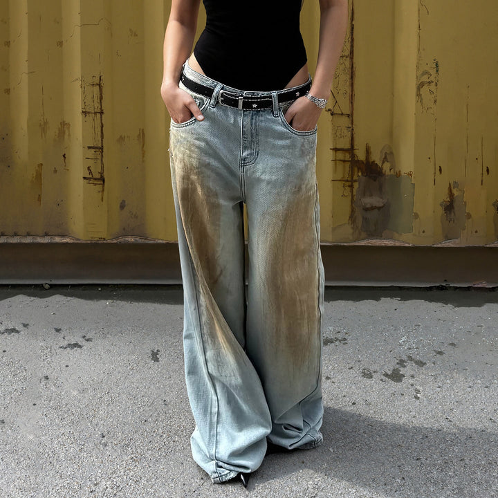 Clara | Klassische Vintage-Jeans mit weitem Bein und Waschung