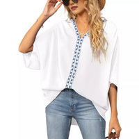 Sienna | Top tunica oversize bohémien con ricami e scollo a V