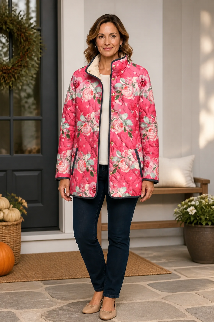 Wearbella | Floral Print Quilted Puffer Jacket