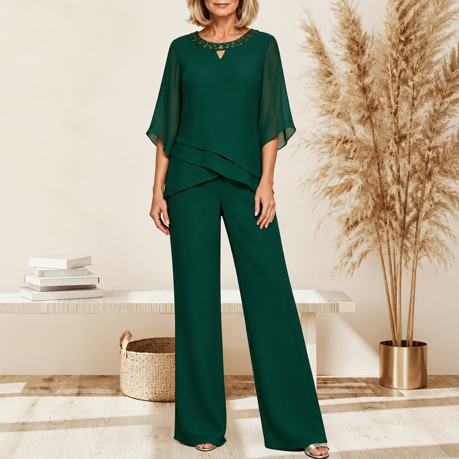 Solenne | Pant Suit – Elegant Wide-Leg Style for Women