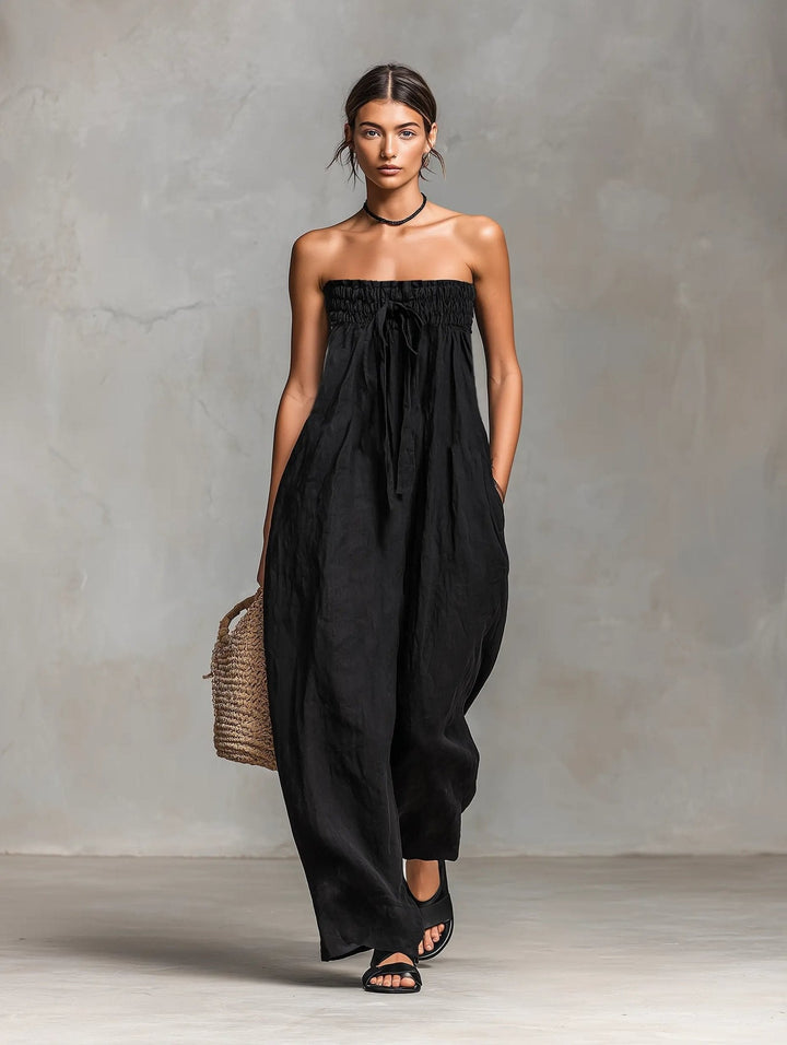 Hannah | Wide-Leg Jumpsuit – Elegant Strapless Design for Women