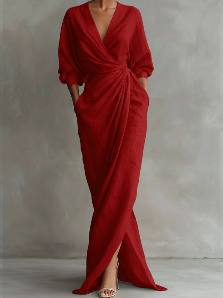Rosalie | Robe longue portefeuille élégante et confortable à manches longues
