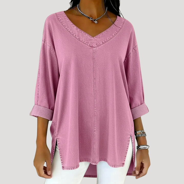 Elena | Top tunica lungo da donna elegante e comodo con scollo a V