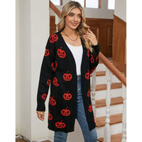 Laurel | Pumpkin-Motif Relaxed Knit Halloween Cardigan