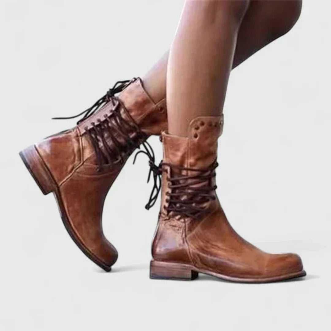 Lena | Stivali vintage e raffinati al ginocchio con lacci