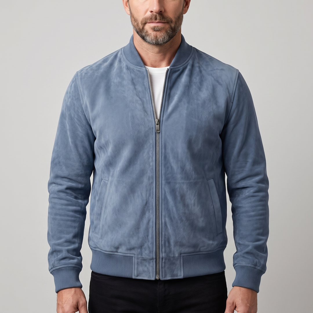 Maverick | Suede Bomber Jacket – Sophisticated Style for Men