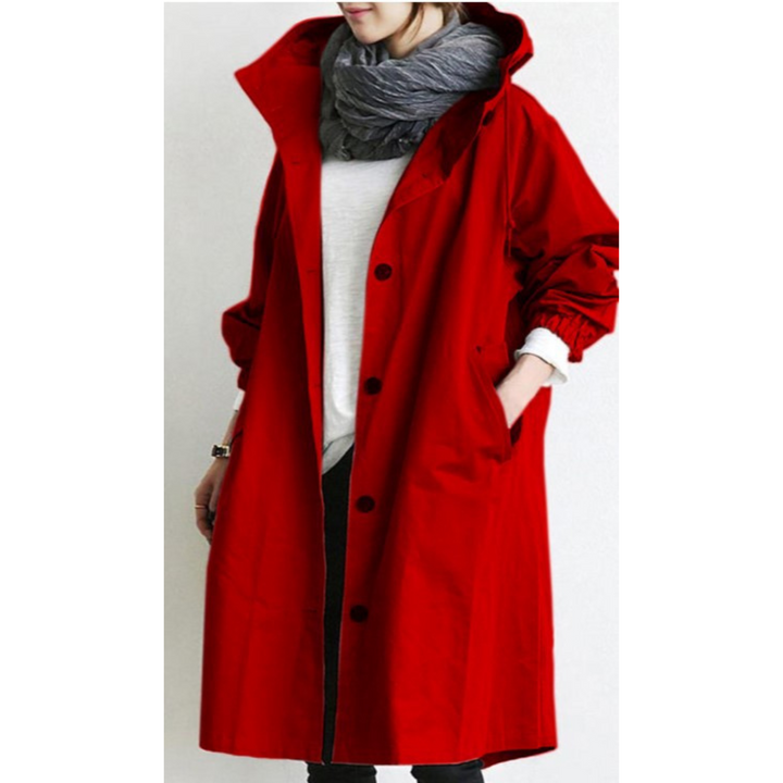 Audrey | Trench lungo moderno con cappuccio