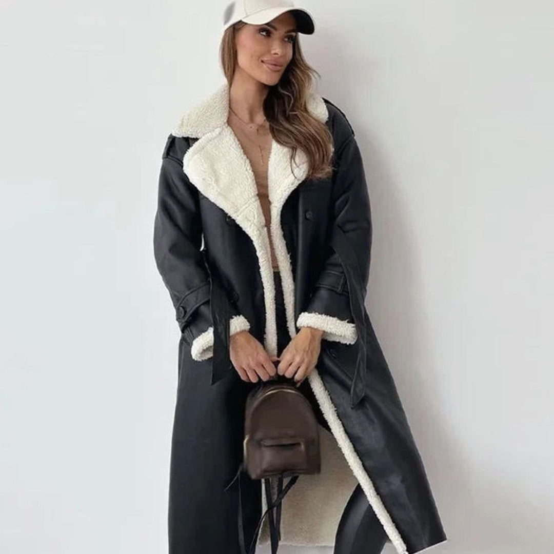 Elfriede | Long Winter Coat – Cozy Faux Shearling Style for Women