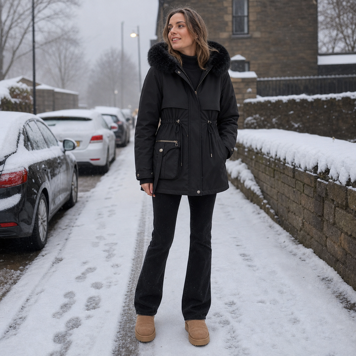 Duvella | Puffer Coat – Faux Fur Hood Double-Layered Insulation for Women