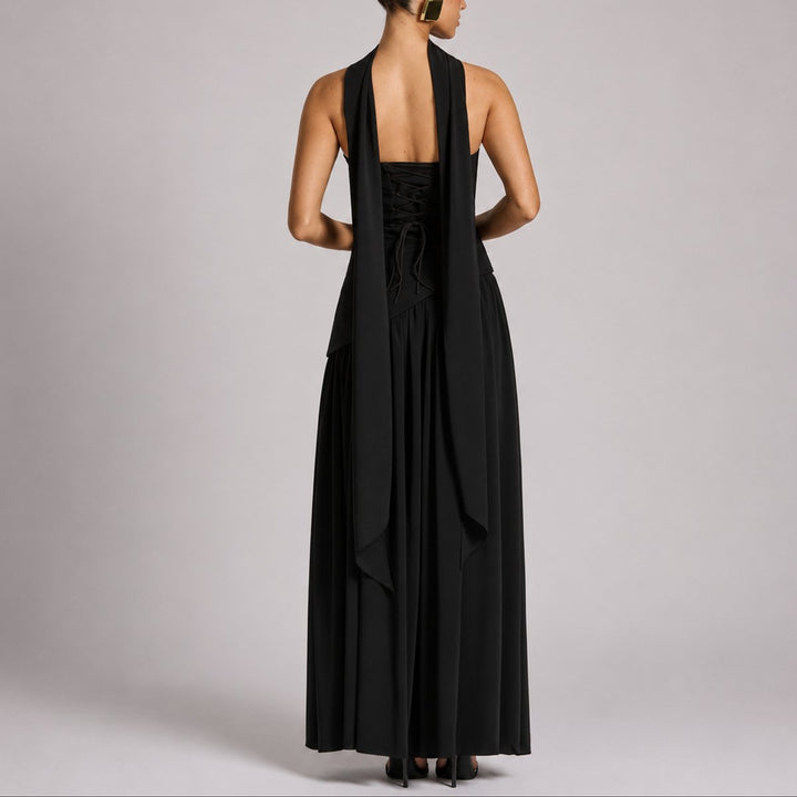 Sophia | Elegante abito lungo da cerimonia autunnale senza spalline