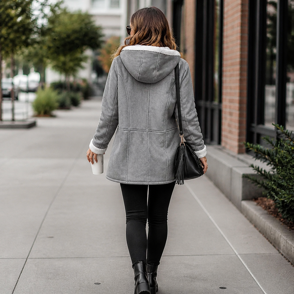 Plushbelle | Faux Shearling Hooded Winter Coat – Warm and Stylish