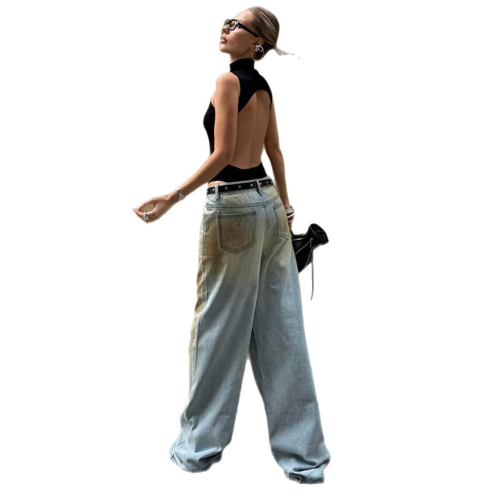 Clara | Klassische Vintage-Jeans mit weitem Bein und Waschung