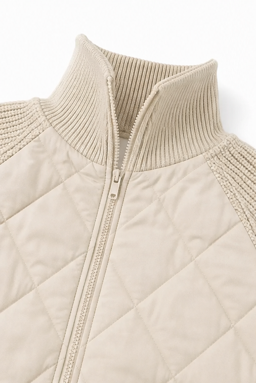 Knitpuff | Knit-Panel Quilted Puffer Jacket for Women