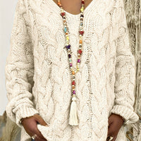 Stefanie | Timeless Cable Knit V-Neck Relaxed Sweater