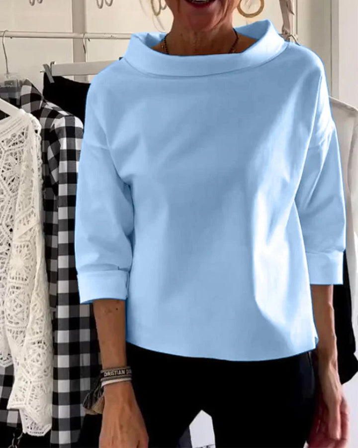 Alice | Elegant Bateau Neck Drop-Shoulder Top 1