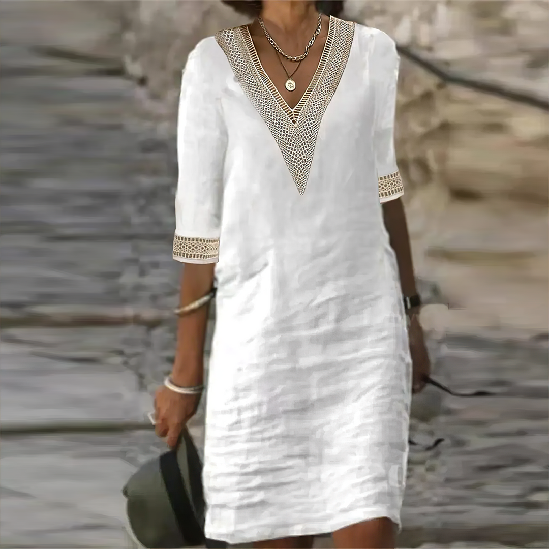 Alice | Women's Summer Dress - Cotton-Linen Blend, Casual Chic 1