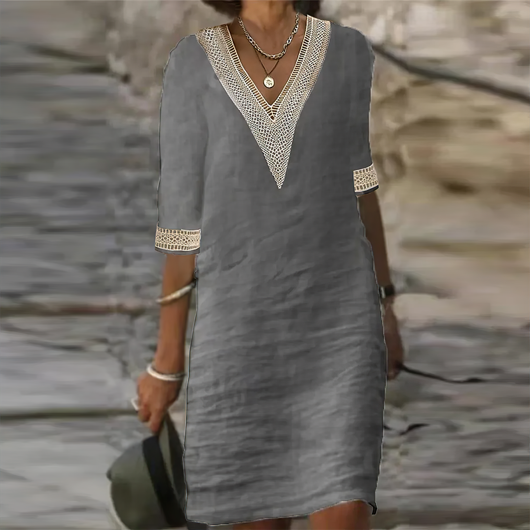 Alice | Women's Summer Dress - Cotton-Linen Blend, Casual Chic 3