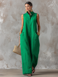 Lily | Modern and Casual Sleeveless Stand Collar Jumpsuit