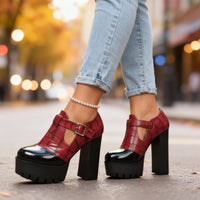 Lily | Stylish and Premium Platform Block Heel Pumps