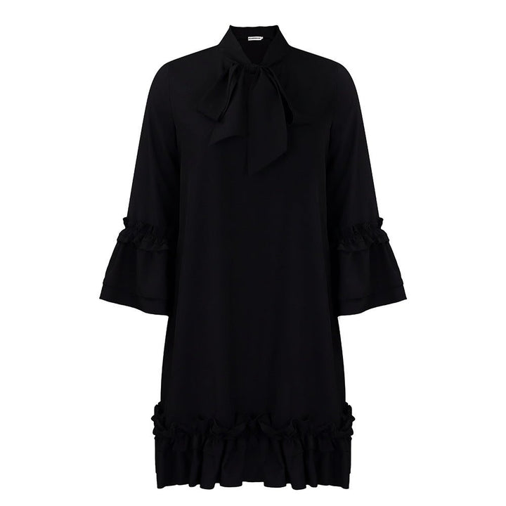 Andrea | Elegant And Charming Ruffle-Hem Bow-Neck Tunic Dress 8