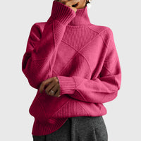 Victoria | Elegant and Stylish Geometric Pattern Turtleneck Sweater