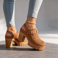 Amelia | Comfortable and Vintage Platform Block Heel Clogs