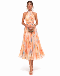 Nora | Elegant Watercolor Halter Maxi Dress